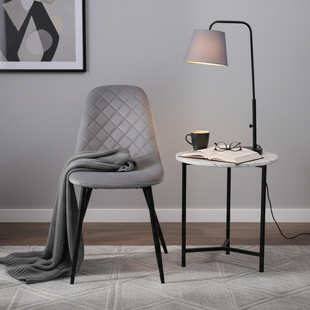 FOTEL KRZESŁO WELUROWE TAPICEROWANE CAMA SZARE NOGI CZARNE