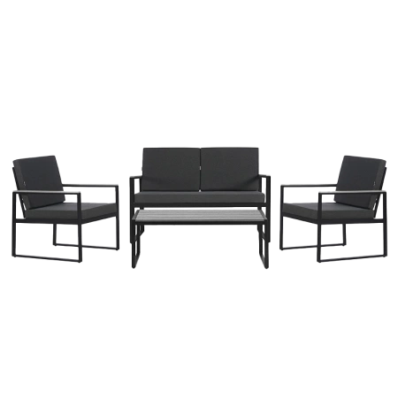 ZESTAW MEBLI OGRODOWYCH CARTER CZARNY 4 OSOBOWY STOLIK FOTELE SOFA