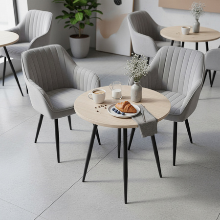 KRZESŁO FOTEL WELUROWY TAPICEROWANY LILA SZARY NOGI CZARNE