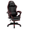 FOTEL GAMINGOWY BIUROWY OBROTOWY ZING-A CZARNY OBSZYCIE CZERWONE SKÓRA PU