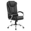 FOTEL BIUROWY OBROTOWY AMBER CZARNA SKÓRA PU PODSTAWA CHROM