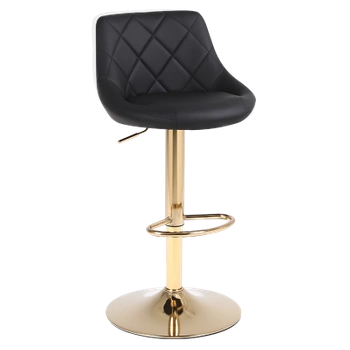 HOKER KRZESŁO BAROWE XENA CZARNA SKÓRA PU PODSTAWA ZŁOTO