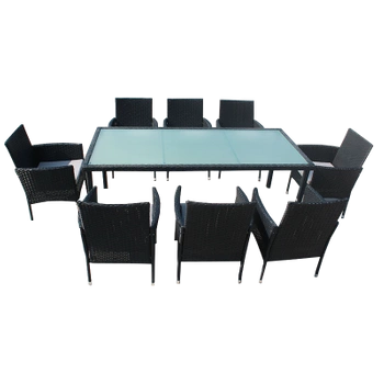 ZESTAW MEBLE OGRODOWE RATTANOWE SANTOS 8 OSOBOWE CZARNY