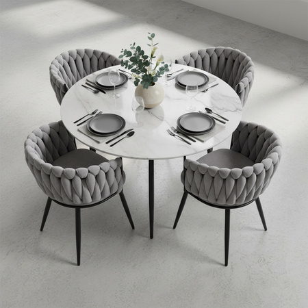 KRZESŁO FOTEL WELUROWY TAPICEROWANY RISO SZARY NOGI CZARNE