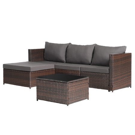 ZESTAW MEBLE OGRODOWE RATTANOWE VOLTA 4 OSOBOWE BRĄZOWY