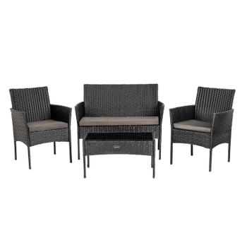 ZESTAW MEBLI OGRODOWYCH RATTANOWE LUIZA 4 OSOBOWE CZARNY