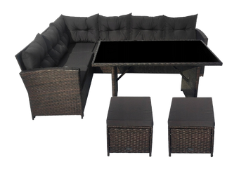 ZESTAW MEBLE OGRODOWE RATTANOWE TOLEDO 8 OSOBOWE BRĄZOWY