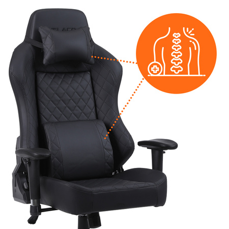 FOTEL GAMINGOWY BIUROWY OBROTOWY SONIC CZARNY SKÓRA PU