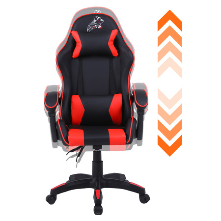 FOTEL GAMINGOWY BIUROWY OBROTOWY ZING-B CZARNO/CZERWONY SKÓRA PU