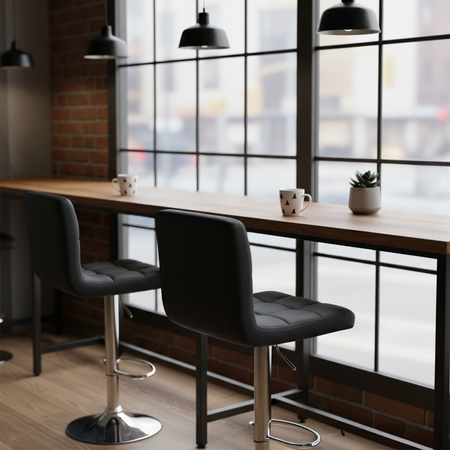 HOKER KRZESŁO BAROWE RAFA CZARNA SKÓRA PU PODSTAWA CHROM