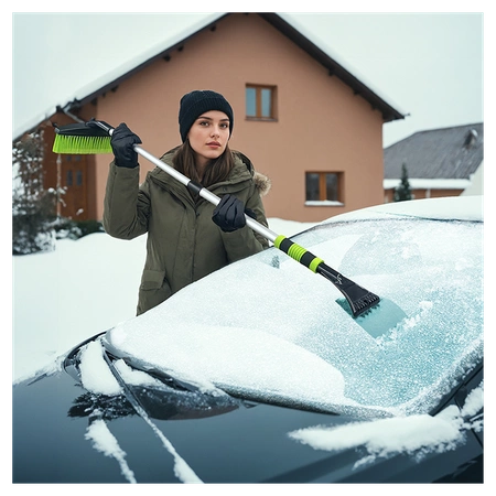SZCZOTKA SKROBACZKA DO SAMOCHODU 2W1 TELESKOPOWA REGULOWANA VENOM CZARNO-ZIELONA 73-109 CM