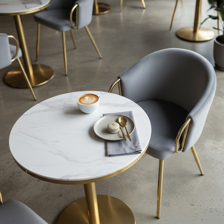 FOTEL KRZESŁO WELUROWE TAPICEROWANY METIS CIEMNOSZARY NOGI ZŁOTE