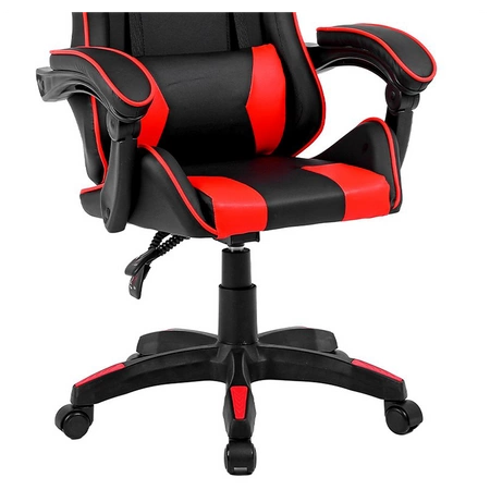 FOTEL GAMINGOWY BIUROWY OBROTOWY ZING-B CZARNO/CZERWONY SKÓRA PU