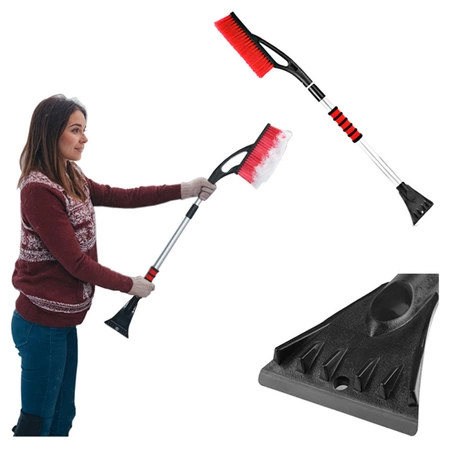 SZCZOTKA SKROBACZKA DO SAMOCHODU 2W1 TELESKOPOWA REGULOWANA THOR CZARNO-CZERWONA 87-122 CM