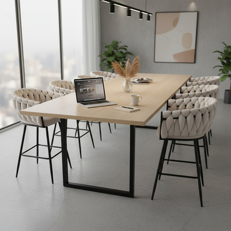 HOKER KRZESŁO BAROWE FERA ECRU WELUR NOGI CZARNE