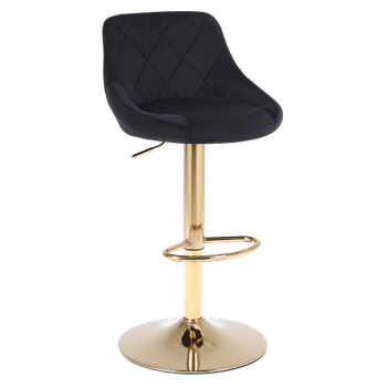 HOKER KRZESŁO BAROWE XENA CZARNY WELUR PODSTAWA ZŁOTA