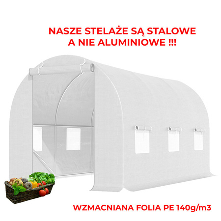 TUNEL OGRODOWY FOLIOWY SZKLARNIA 10m2 TF04W 4x2,5m BIAŁY SOLIDNY