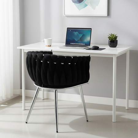 KRZESŁO FOTEL WELUROWY TAPICEROWANY RISO CZARNY NOGI CHROM