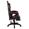 FOTEL GAMINGOWY BIUROWY OBROTOWY ZING-A CZARNY OBSZYCIE CZERWONE SKÓRA PU