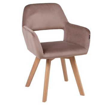 KRZESŁO FOTEL WELUROWY TAPICEROWANY POLA BRĄZOWY NOGI DREWNIANE