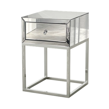 STOLIK NOCNY SZAFKA NOCNA ZE SZKŁA LUSTRO POŁYSK  NARI