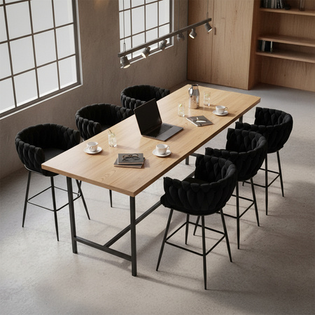 HOKER KRZESŁO BAROWE FERA CZARNY WELUR NOGI CZARNE