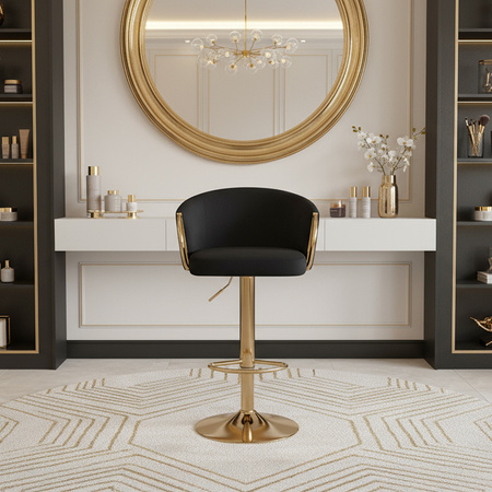 HOKER KRZESŁO BAROWE BIANCA CZARNY PODSTAWA ZŁOTA