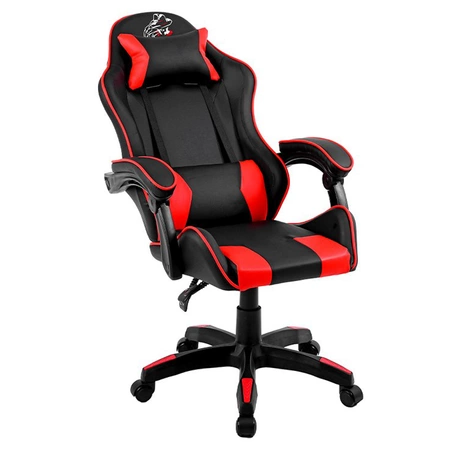 FOTEL GAMINGOWY BIUROWY OBROTOWY ZING-B CZARNO/CZERWONY SKÓRA PU