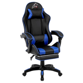 FOTEL GAMINGOWY BIUROWY OBROTOWY ZING-A CZARNO/NIEBIESKI SKÓRA PU