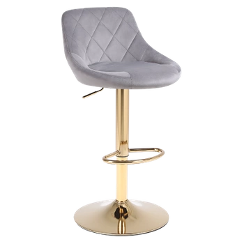 HOKER KRZESŁO BAROWE XENA SZARY WELUR PODSTAWA ZŁOTA