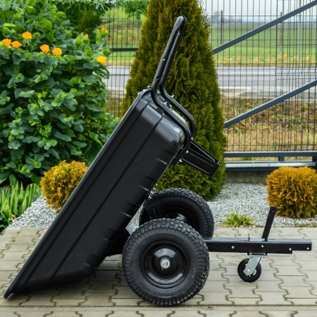 PRZYCZEPKA OGRODOWA DO KOSIARKI TRAKTORKA OGRODOWEGO BOGIE-TRAX CZARNA POLIMEROWA DO 400 KG