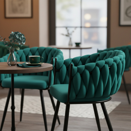 FOTEL KRZESŁO WELUROWE TAPICEROWANE RISO BUTELKOWA ZIELEŃ NOGI CZARNE