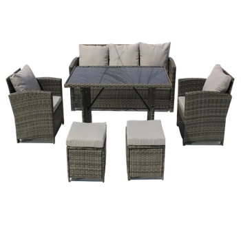 ZESTAW MEBLI OGRODOWYCH RATTANOWE VERDE 7 OSOBOWE