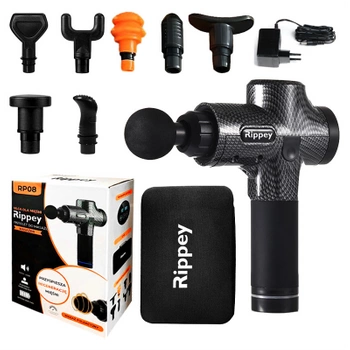 PISTOLET DO MASAŻU MOCNY MASAŻER DO PLECÓW CIAŁA MASSAGE GUN 100W + 8 KOŃCÓWEK RP08