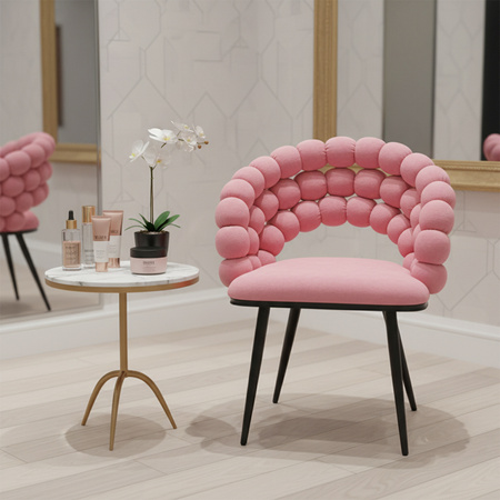 FOTEL KRZESŁO BUBBLE WELUROWE TAPICEROWANE ATRIA BRUDNY RÓŻ NOGI CZARNE