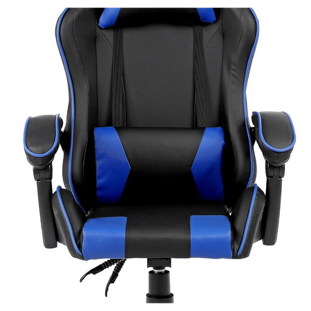 FOTEL GAMINGOWY BIUROWY OBROTOWY ZING-B CZARNO/NIEBIESKI SKÓRA PU