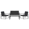 ZESTAW MEBLI OGRODOWYCH CARTER CZARNY 4 OSOBOWY STOLIK FOTELE SOFA