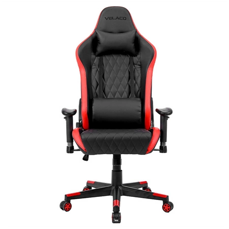 FOTEL GAMINGOWY BIUROWY OBROTOWY FURIA CZARNO/CZERWONY SKÓRA PU