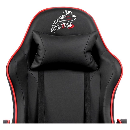 FOTEL GAMINGOWY BIUROWY OBROTOWY ZING-A CZARNY OBSZYCIE CZERWONE SKÓRA PU