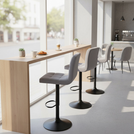 HOKER KRZESŁO BAROWE RAFA SZARY WELUR PODSTAWA CZARNA