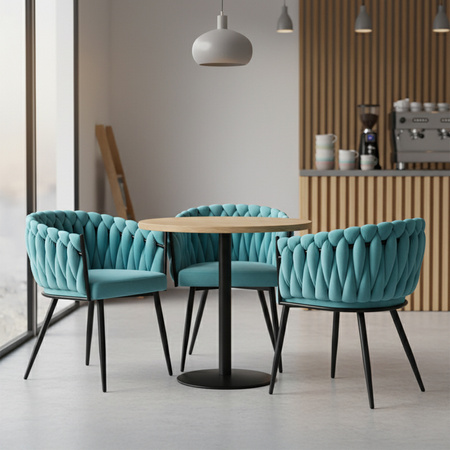 FOTEL KRZESŁO WELUROWY TAPICEROWANY RISO MIĘTOWY NOGI CZARNE