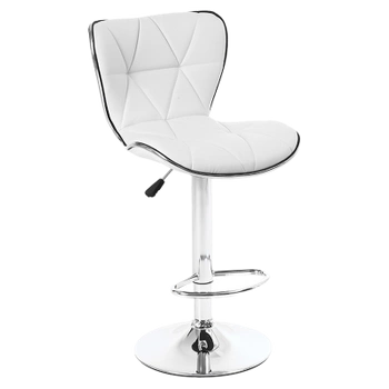 HOKER KRZESŁO BAROWE LUNA BIAŁA SKÓRA PU PODSTAWA CHROM