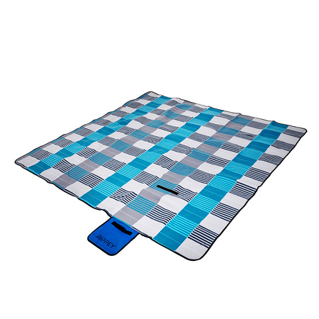 KOC PIKNIKOWY WODOODPORNY MATA PLAŻOWA Z IZOLACJĄ SANDY 1B NIEBIESKA KRATKA 2x2