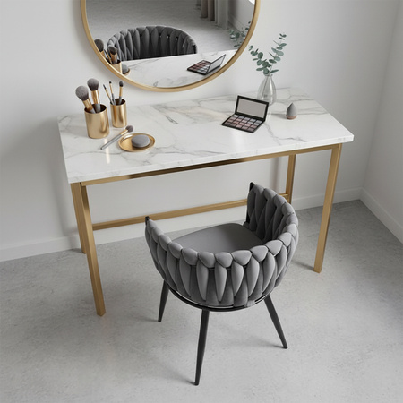 FOTEL KRZESŁO WELUROWY TAPICEROWANY RISO CIEMNY SZARY NOGI CZARNE