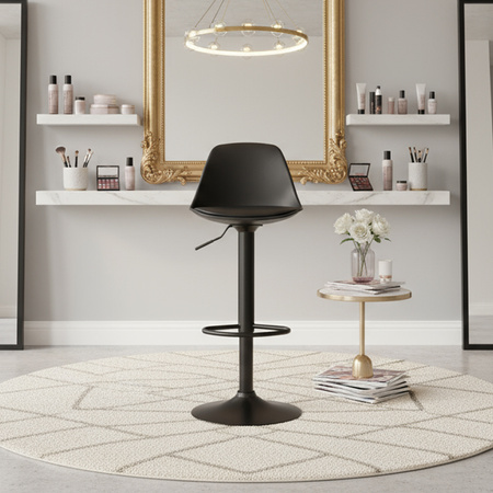 HOKER KRZESŁO BAROWE LAZO CZARNA SKÓRA PU PODSTAWA CZARNA