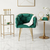 FOTEL KRZESŁO PLECIONE WELUROWE TAPICEROWANE BORNEO GLAMOUR ZIELONY NOGI ZŁOTE