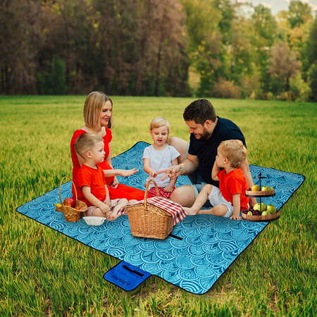 KOC PIKNIKOWY WODOODPORNY MATA PLAŻOWA Z IZOLACJĄ SANDY 1A NIEBIESKI 2x2