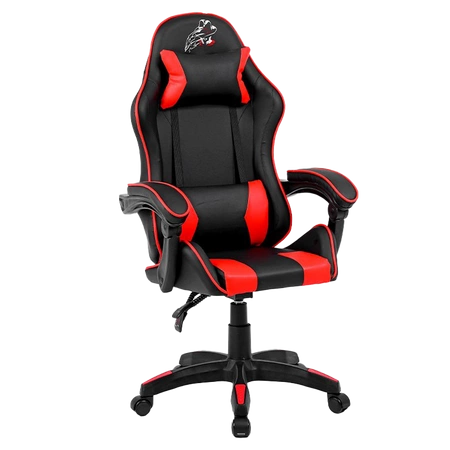 FOTEL GAMINGOWY BIUROWY OBROTOWY ZING-B CZARNO/CZERWONY SKÓRA PU