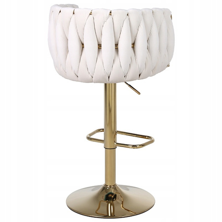 HOKER KRZESŁO BAROWE GLAMOUR SURI KREMOWY PODSTAWA ZŁOTA