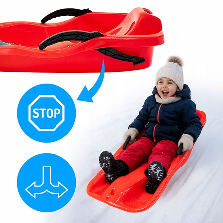 SANKI DZIECIĘCE Z HAMULCEM ŚLIZG PLASTIKOWY SKIPPER CZERWONE